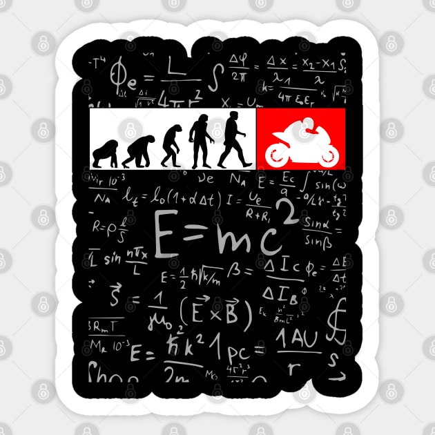 Human Evolution Superbike Sticker by TwoLinerDesign